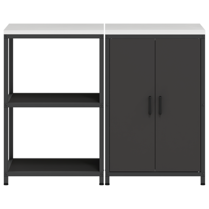 Keukenopslag set 2 pcs Zwart 120 x 50 x 92 cm Koudgewalst staal