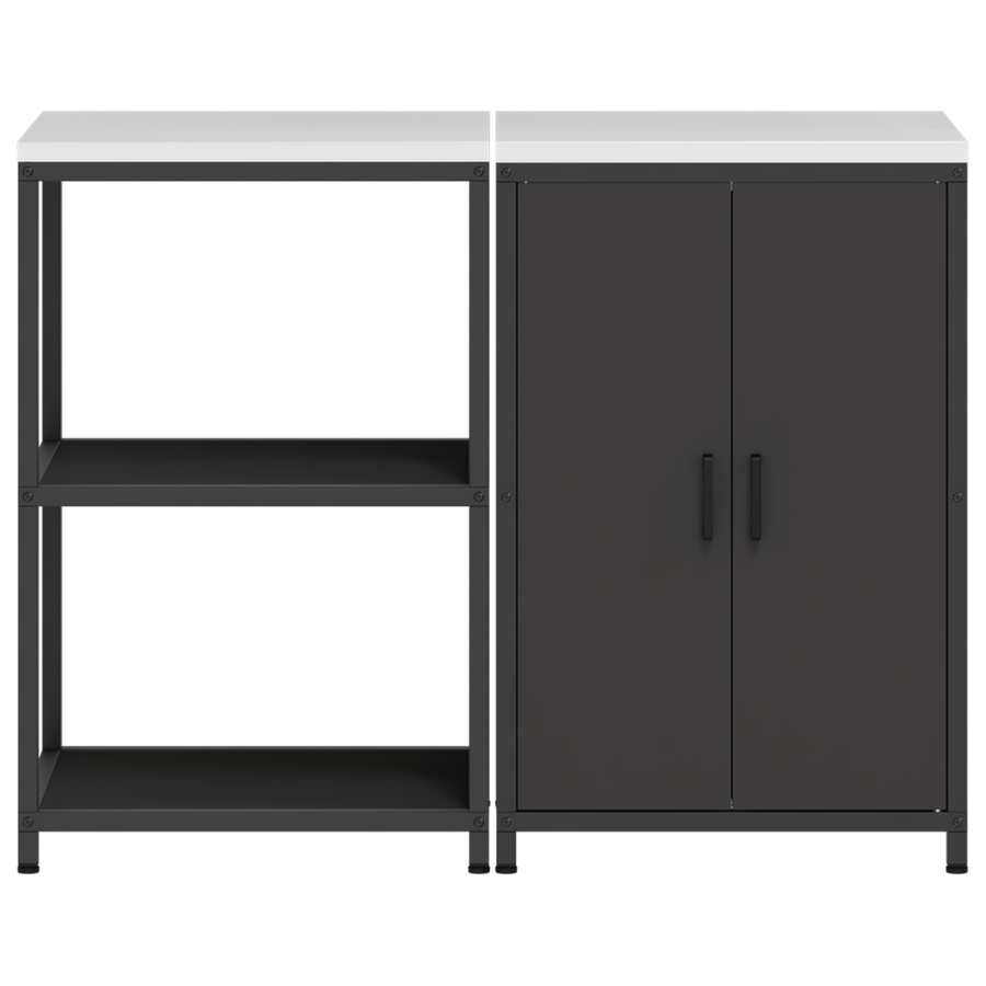 Keukenopslag set 2 pcs Zwart 120 x 50 x 92 cm Koudgewalst staal