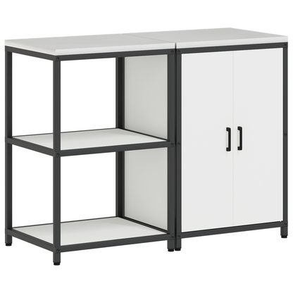 Keukenopslag set 2 pcs Wit 120 x 50 x 92 cm Koudgewalst staal
