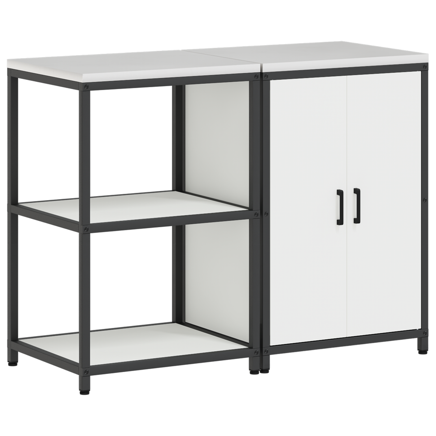 Keukenopslag set 2 pcs Wit 120 x 50 x 92 cm Koudgewalst staal