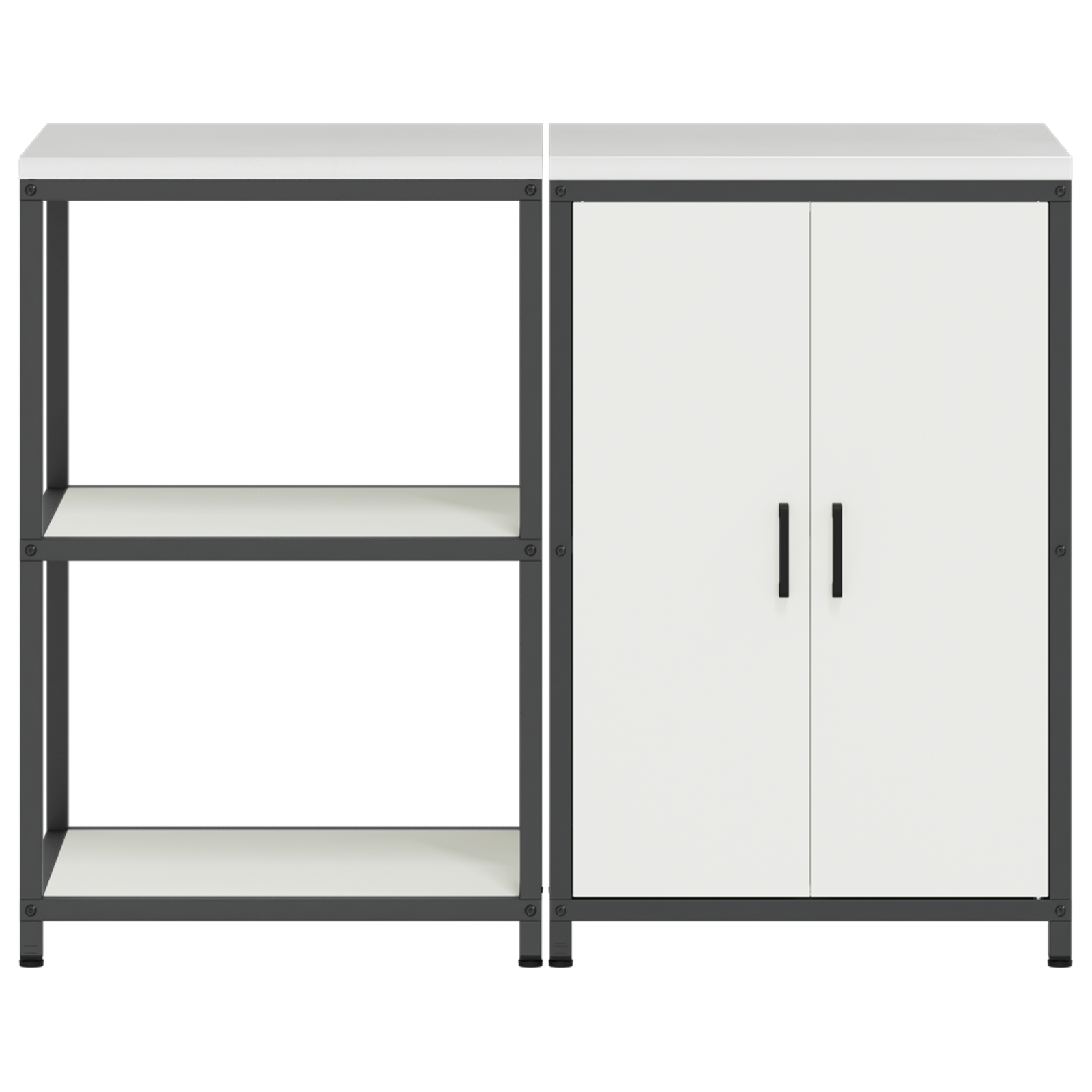 Keukenopslag set 2 pcs Wit 120 x 50 x 92 cm Koudgewalst staal