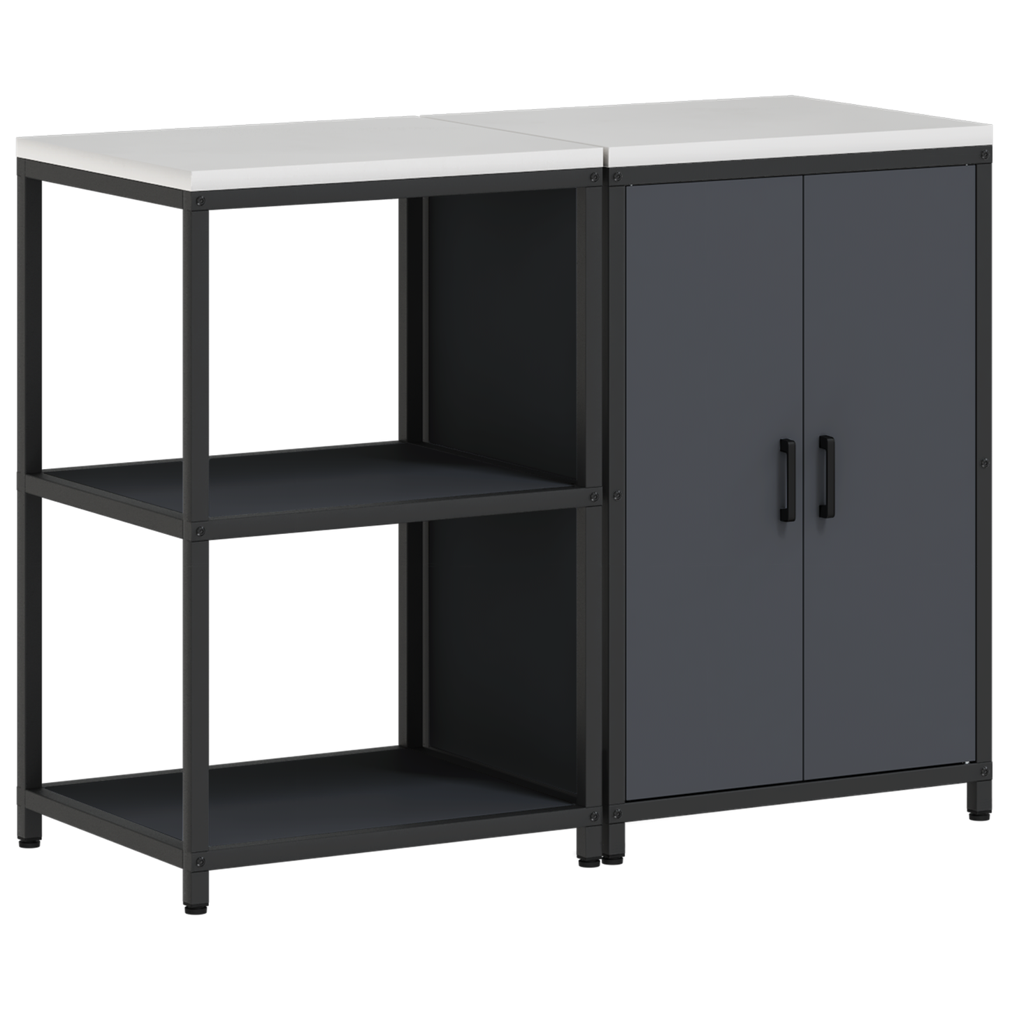 Keukenopslag set met plank met opslag met de deur Verstelbaar 2 pcs Antraciet 120 x 50 x 92 cm