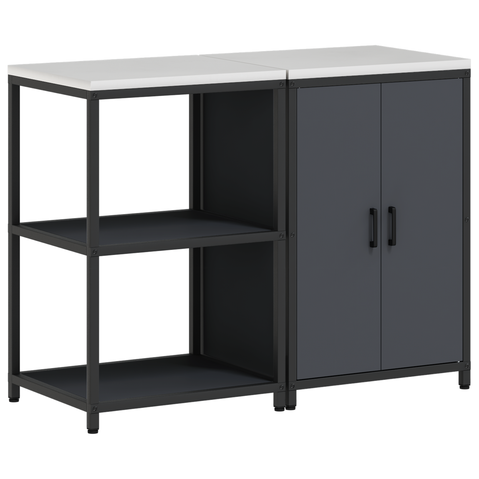 Keukenopslag set met plank met opslag met de deur Verstelbaar 2 pcs Antraciet 120 x 50 x 92 cm