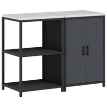 Keukenopslag set met plank met opslag met de deur Verstelbaar 2 pcs Antraciet 120 x 50 x 92 cm