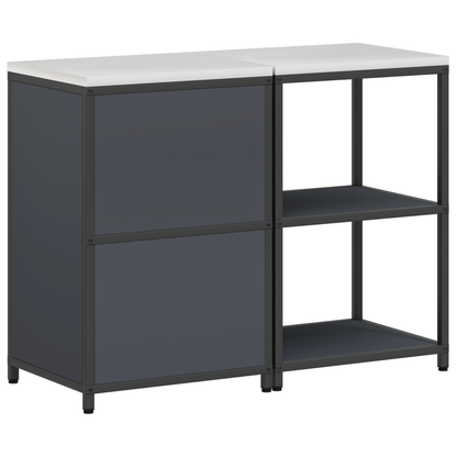 Keukenopslag set met plank met opslag met de deur Verstelbaar 2 pcs Antraciet 120 x 50 x 92 cm