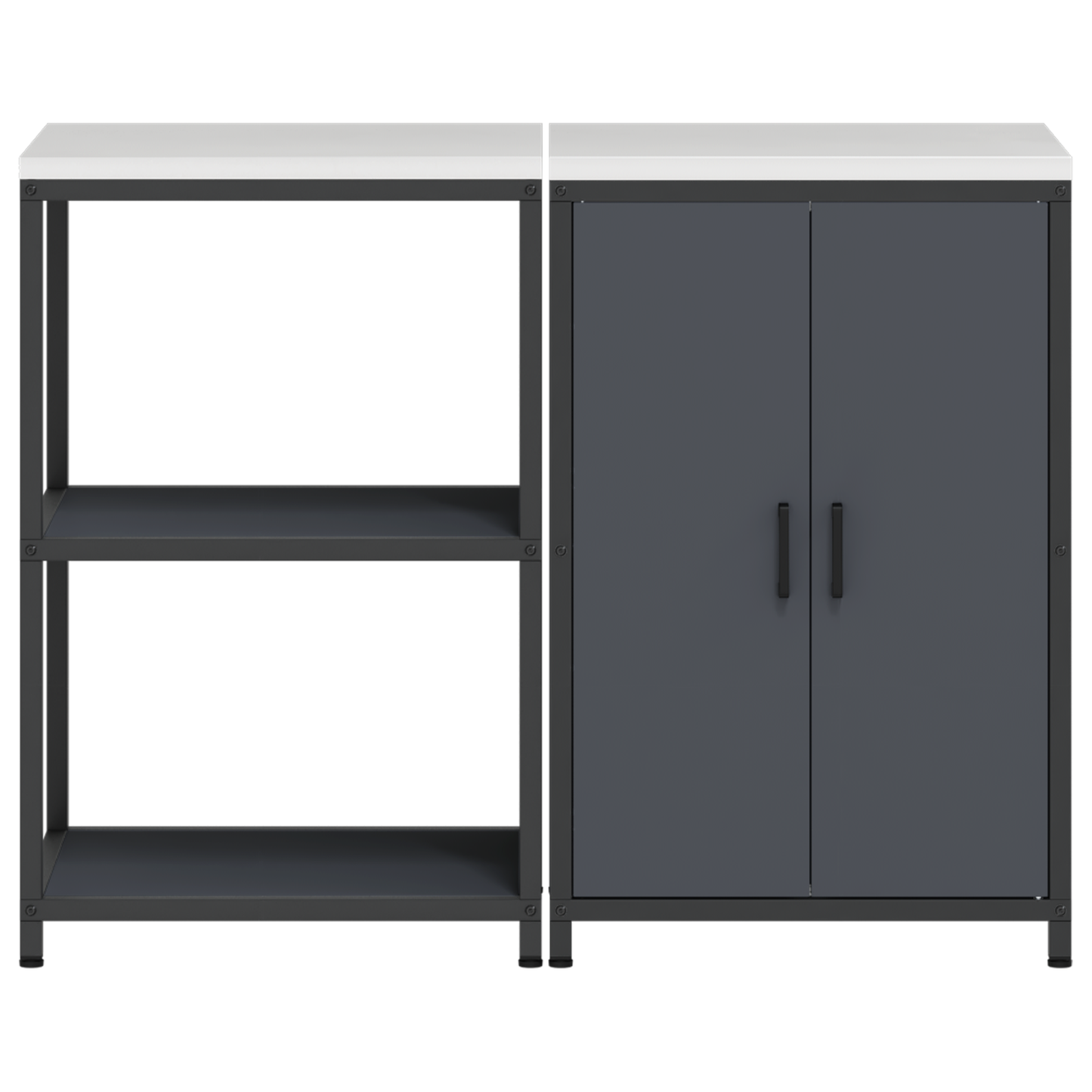 Keukenopslag set met plank met opslag met de deur Verstelbaar 2 pcs Antraciet 120 x 50 x 92 cm