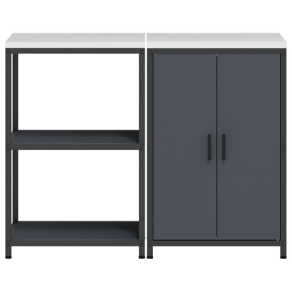 Keukenopslag set met plank met opslag met de deur Verstelbaar 2 pcs Antraciet 120 x 50 x 92 cm