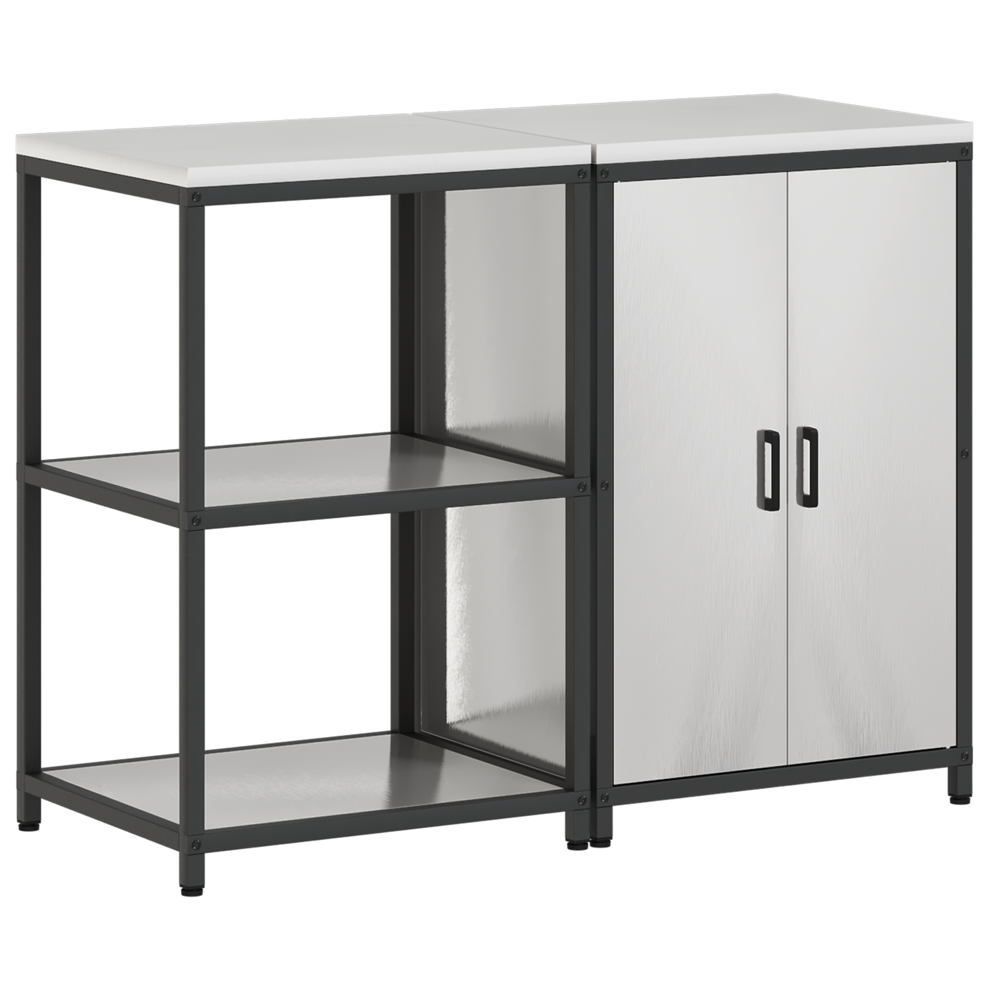 Keukenopslag set 2 pcs Zilver 120 x 50 x 92 cm Roestvrij staal