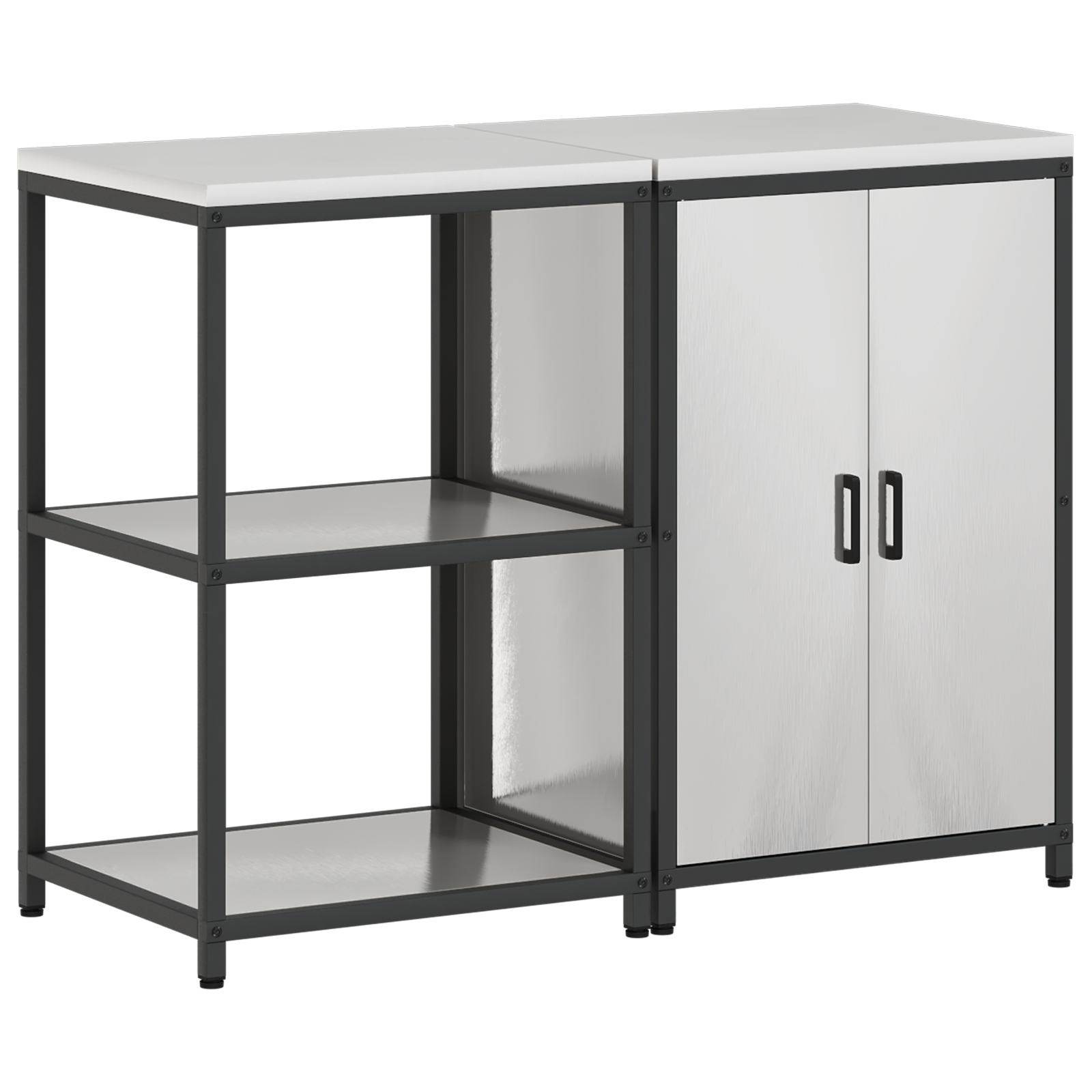 Keukenopslag set 2 pcs Zilver 120 x 50 x 92 cm Roestvrij staal