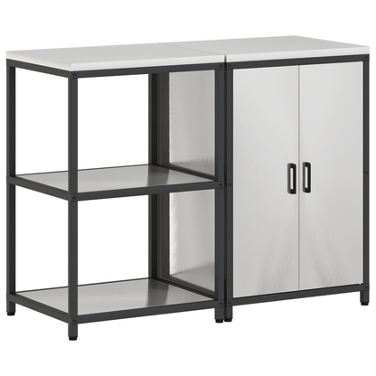 Keukenopslag set 2 pcs Zilver 120 x 50 x 92 cm Roestvrij staal