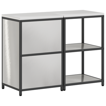Keukenopslag set 2 pcs Zilver 120 x 50 x 92 cm Roestvrij staal