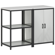 Keukenopslag set met plank met opslag met de deur Verstelbaar 2 pcs Zilver 120 x 50 x 92 cm