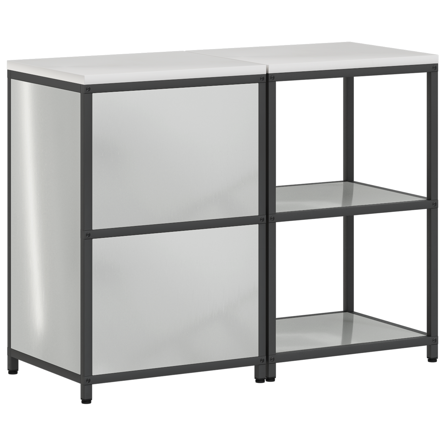 Keukenopslag set met plank met opslag met de deur Verstelbaar 2 pcs Zilver 120 x 50 x 92 cm