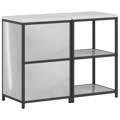 Keukenopslag set met plank met opslag met de deur Verstelbaar 2 pcs Zilver 120 x 50 x 92 cm