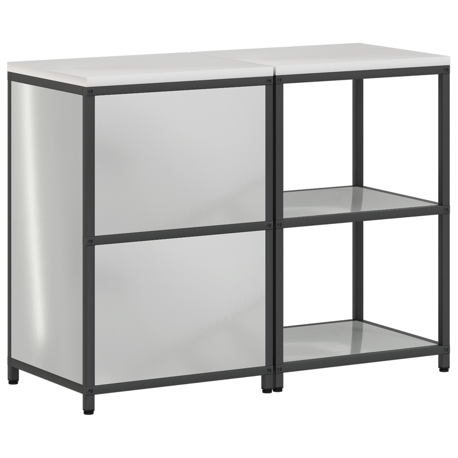 Keukenopslag set met plank met opslag met de deur Verstelbaar 2 pcs Zilver 120 x 50 x 92 cm