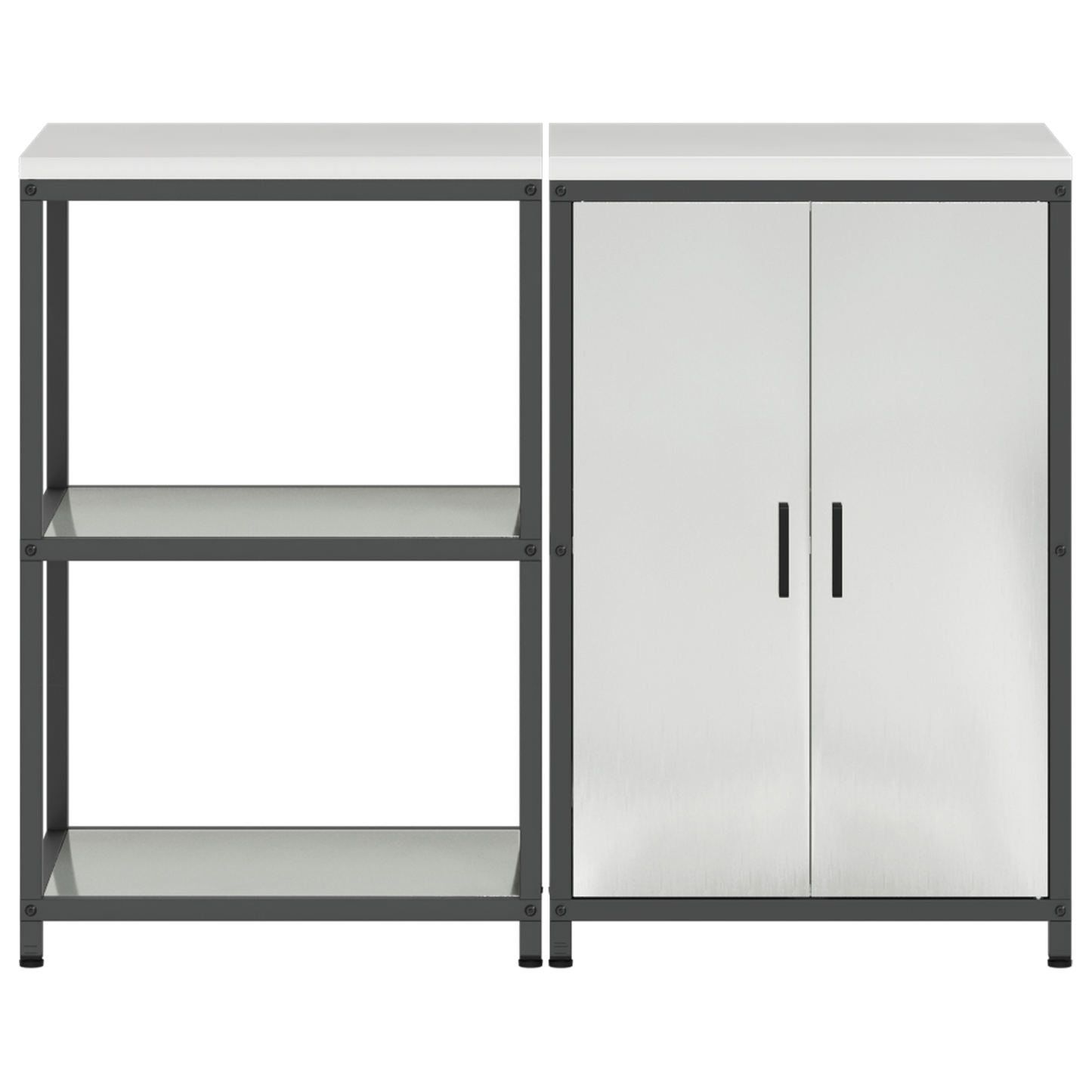 Keukenopslag set met plank met opslag met de deur Verstelbaar 2 pcs Zilver 120 x 50 x 92 cm