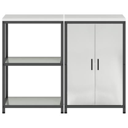 Keukenopslag set met plank met opslag met de deur Verstelbaar 2 pcs Zilver 120 x 50 x 92 cm