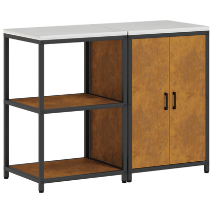 Keukenopslag set 2 pcs Roestig 120 x 50 x 92 cm Cortenstaal