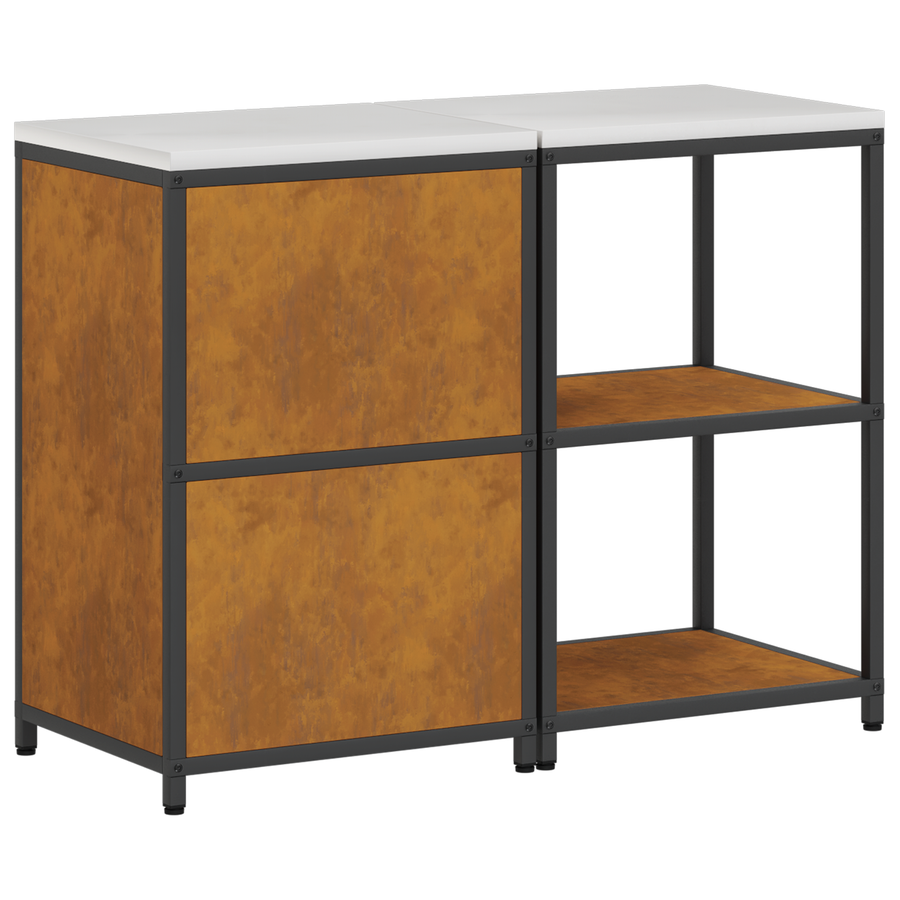 Keukenopslag set 2 pcs Roestig 120 x 50 x 92 cm Cortenstaal