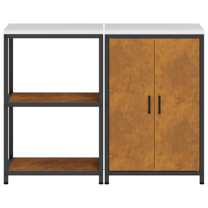 Keukenopslag set 2 pcs Roestig 120 x 50 x 92 cm Cortenstaal
