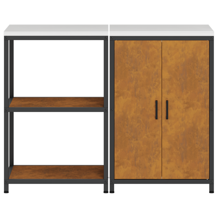 Keukenopslag set 2 pcs Roestig 120 x 50 x 92 cm Cortenstaal