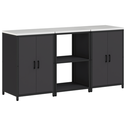 Keukenopslag set 3 pcs Zwart 180 x 50 x 92 cm Koudgewalst staal