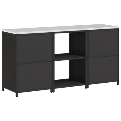 Keukenopslag set 3 pcs Zwart 180 x 50 x 92 cm Koudgewalst staal