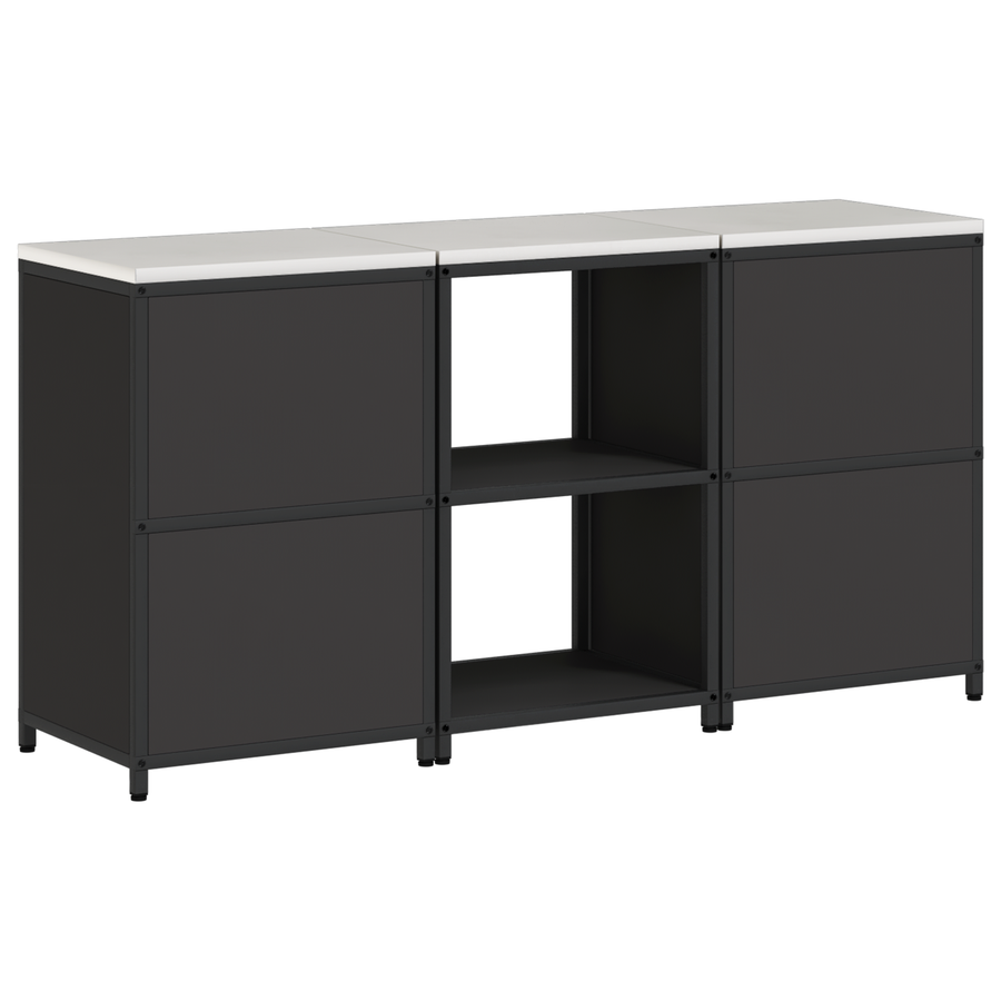 Keukenopslag set 3 pcs Zwart 180 x 50 x 92 cm Koudgewalst staal