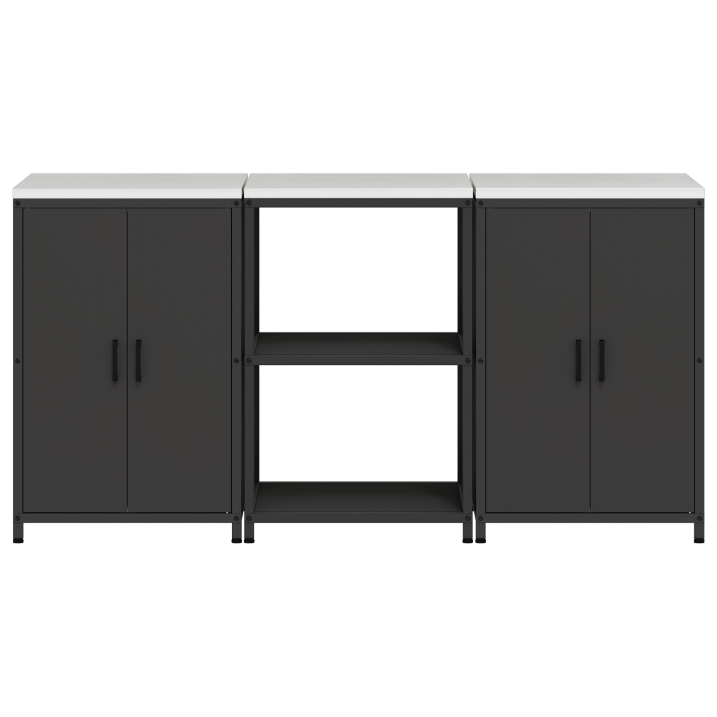Keukenopslag set 3 pcs Zwart 180 x 50 x 92 cm Koudgewalst staal