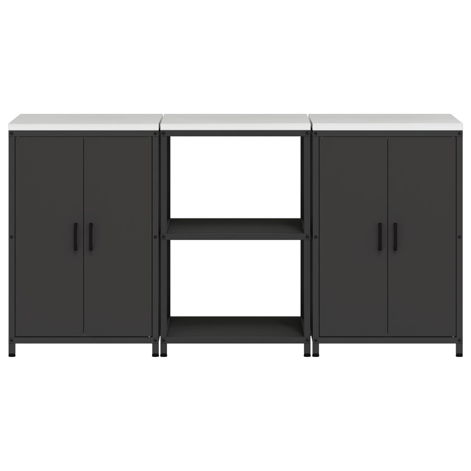 Keukenopslag set 3 pcs Zwart 180 x 50 x 92 cm Koudgewalst staal