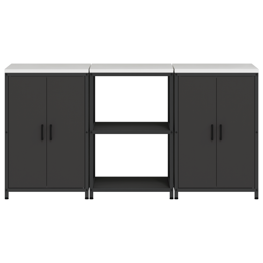 Keukenopslag set 3 pcs Zwart 180 x 50 x 92 cm Koudgewalst staal