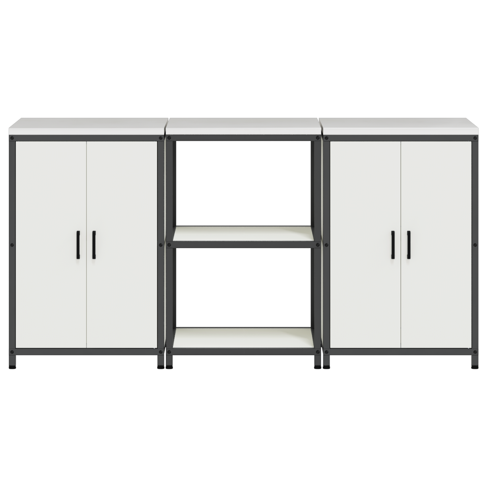Keukenopslag set 3 pcs Wit 180 x 50 x 92 cm Koudgewalst staal