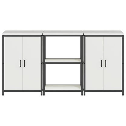 Keukenopslag set 3 pcs Wit 180 x 50 x 92 cm Koudgewalst staal