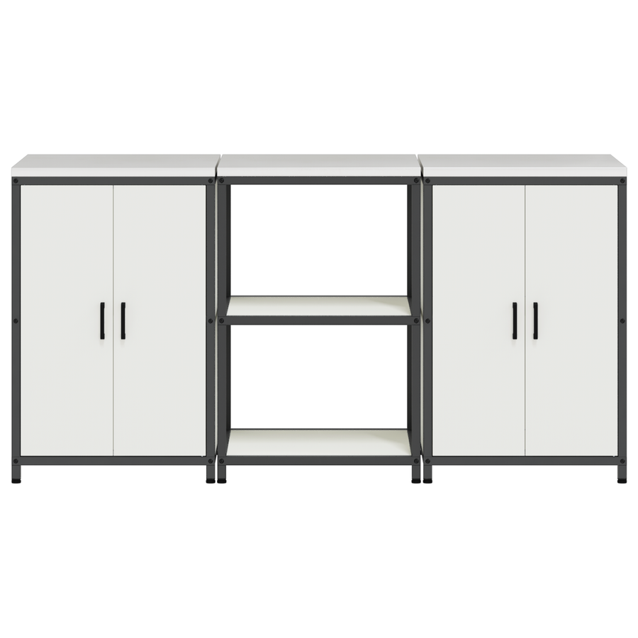 Keukenopslag set 3 pcs Wit 180 x 50 x 92 cm Koudgewalst staal