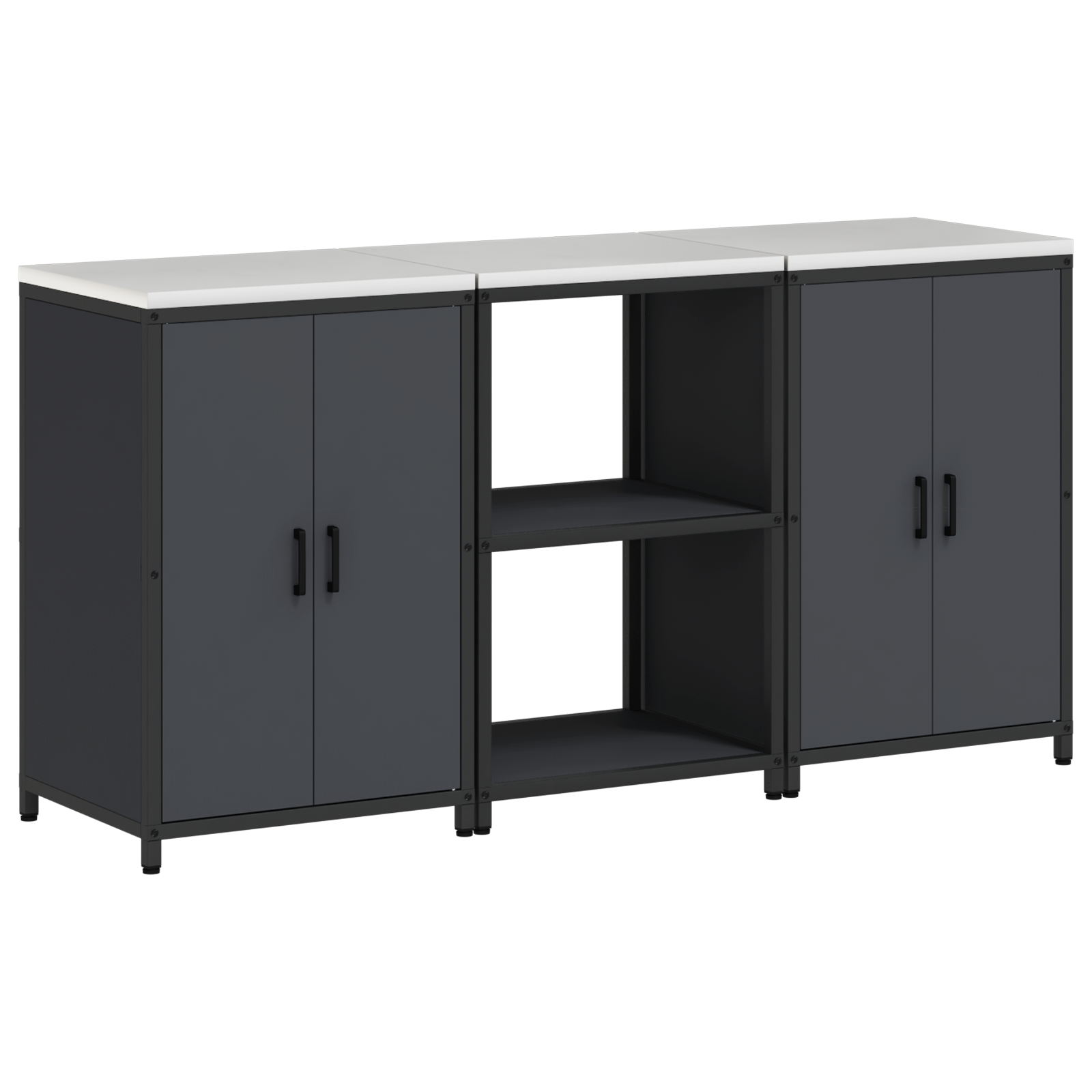 Keukenopslag set met plank met opslag met de deur 3 pcs Antraciet 180 x 50 x 92 cm
