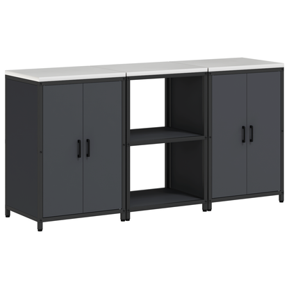 Keukenopslag set met plank met opslag met de deur 3 pcs Antraciet 180 x 50 x 92 cm