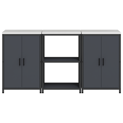 Keukenopslag set met plank met opslag met de deur 3 pcs Antraciet 180 x 50 x 92 cm
