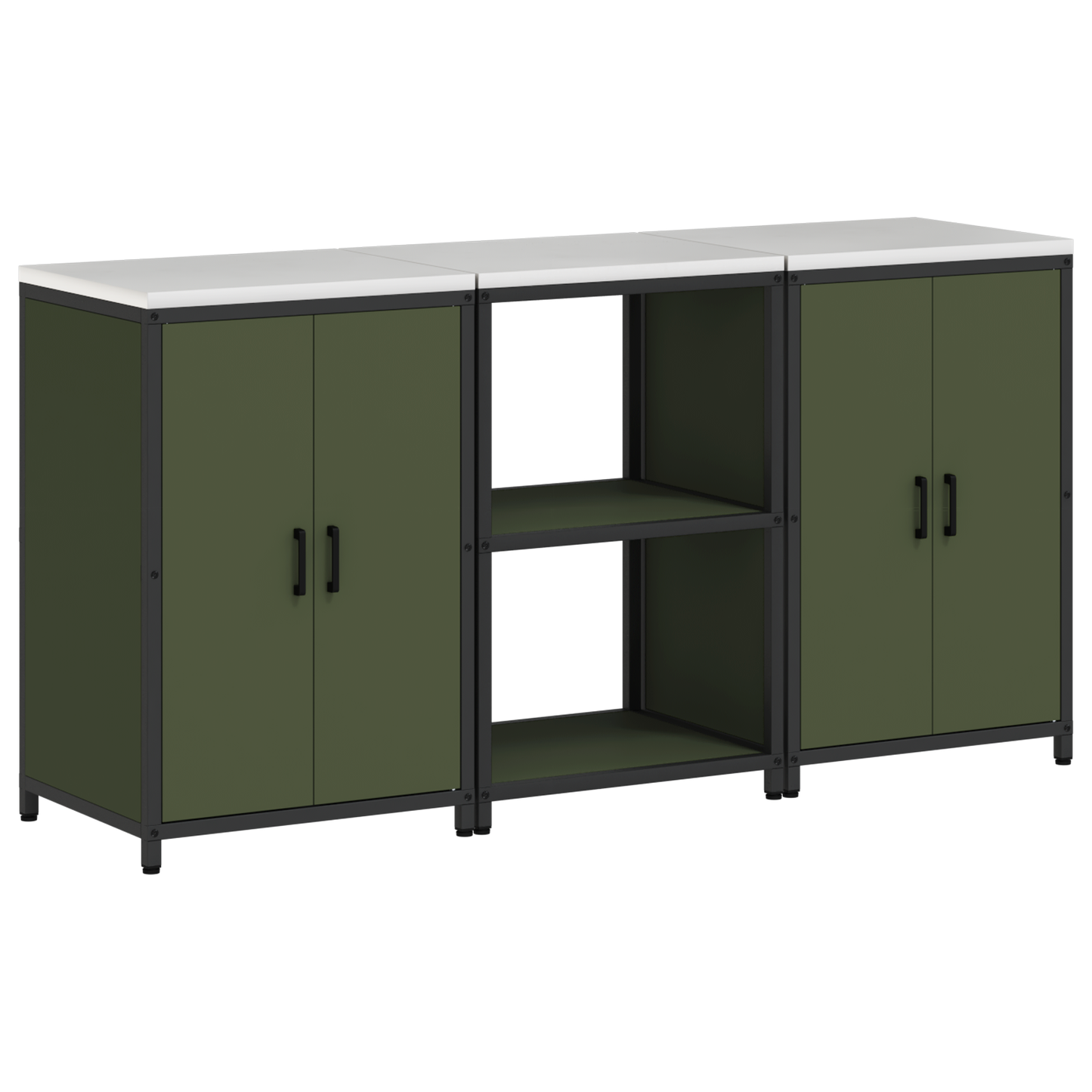 Keukenopslag set met plank met opslag met de deur 3 pcs Olijf Groen 180 x 50 x 92 cm