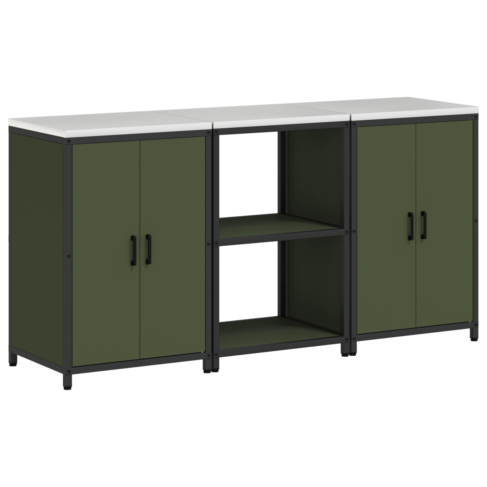 Keukenopslag set met plank met opslag met de deur 3 pcs Olijf Groen 180 x 50 x 92 cm