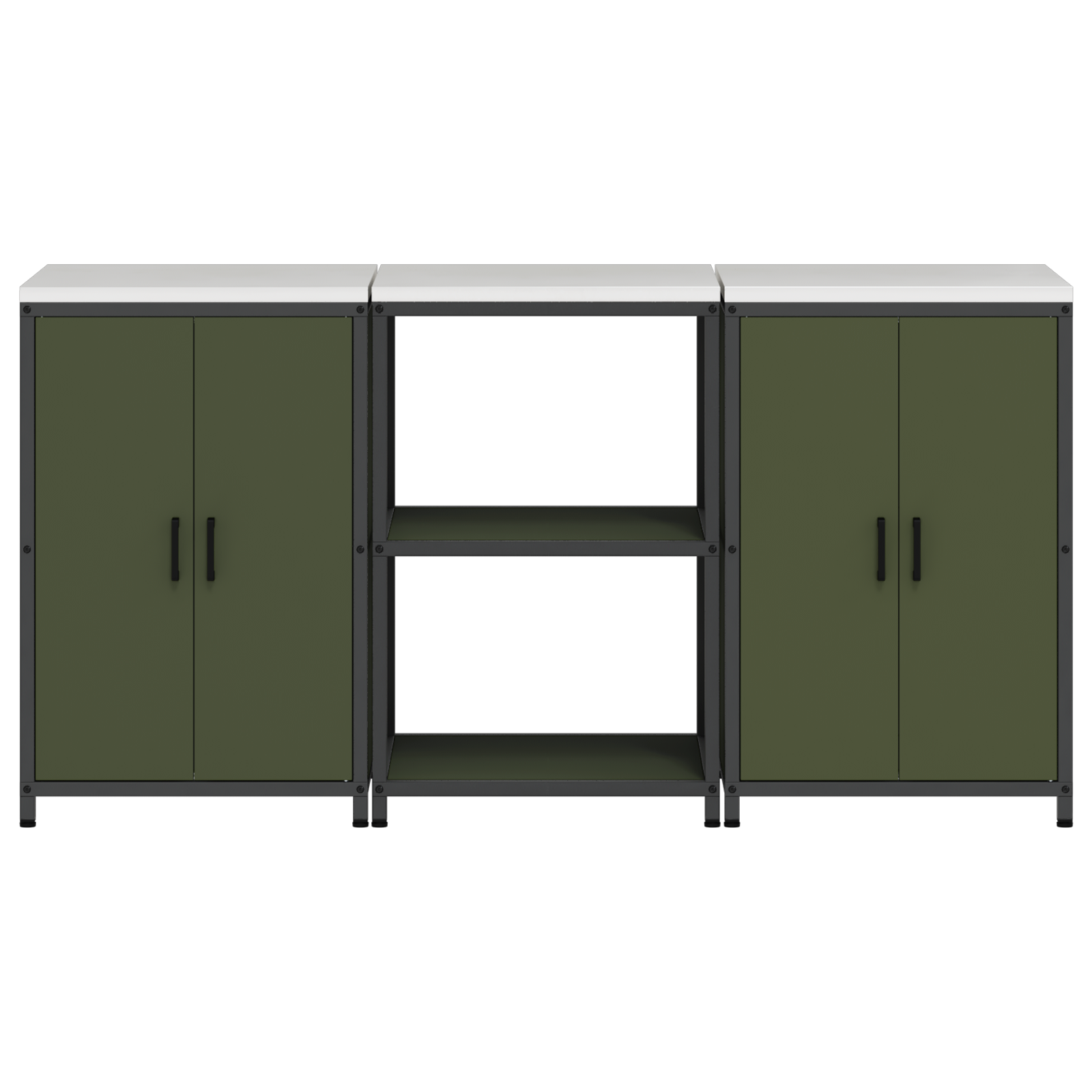 Keukenopslag set met plank met opslag met de deur 3 pcs Olijf Groen 180 x 50 x 92 cm
