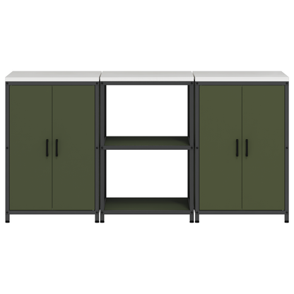 Keukenopslag set met plank met opslag met de deur 3 pcs Olijf Groen 180 x 50 x 92 cm