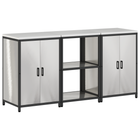 Keukenopbergset 3 stuks roestvrij staal zilver 180x50x92 cm