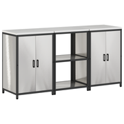 Keukenopbergset 3 stuks roestvrij staal zilver 180x50x92 cm