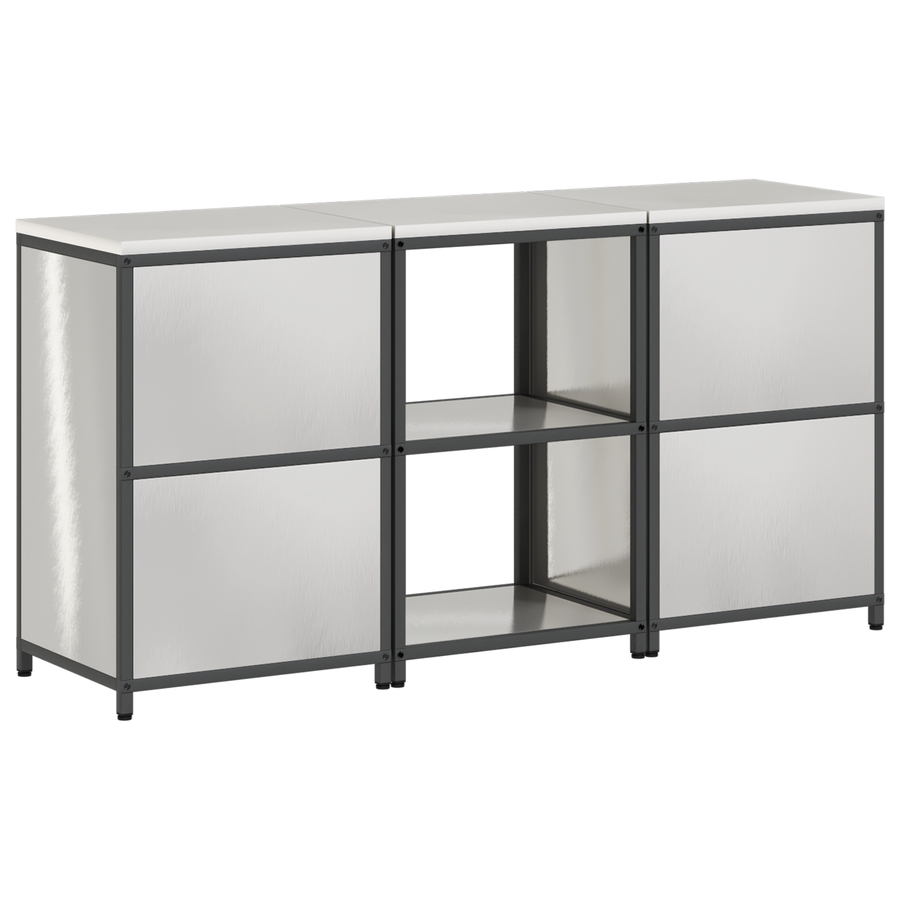 Keukenopslag set 3 pcs Zilver 180 x 50 x 92 cm Roestvrij staal