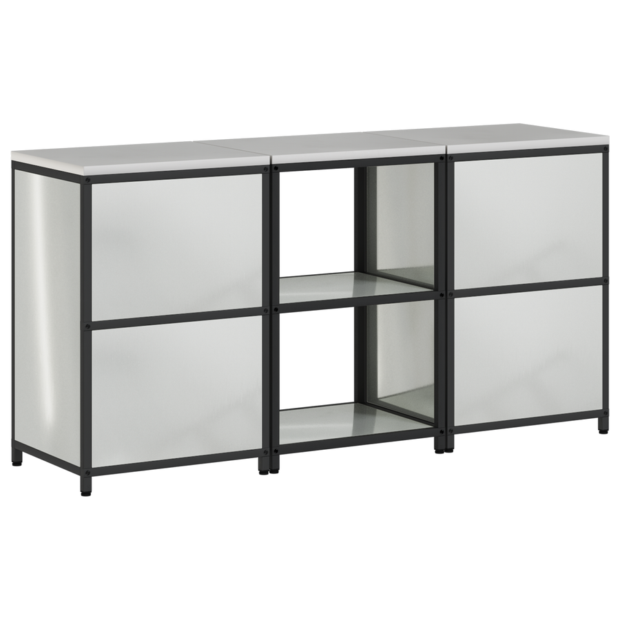 Keukenopslag set met plank met opslag met de deur 3 pcs Zilver 180 x 50 x 92 cm