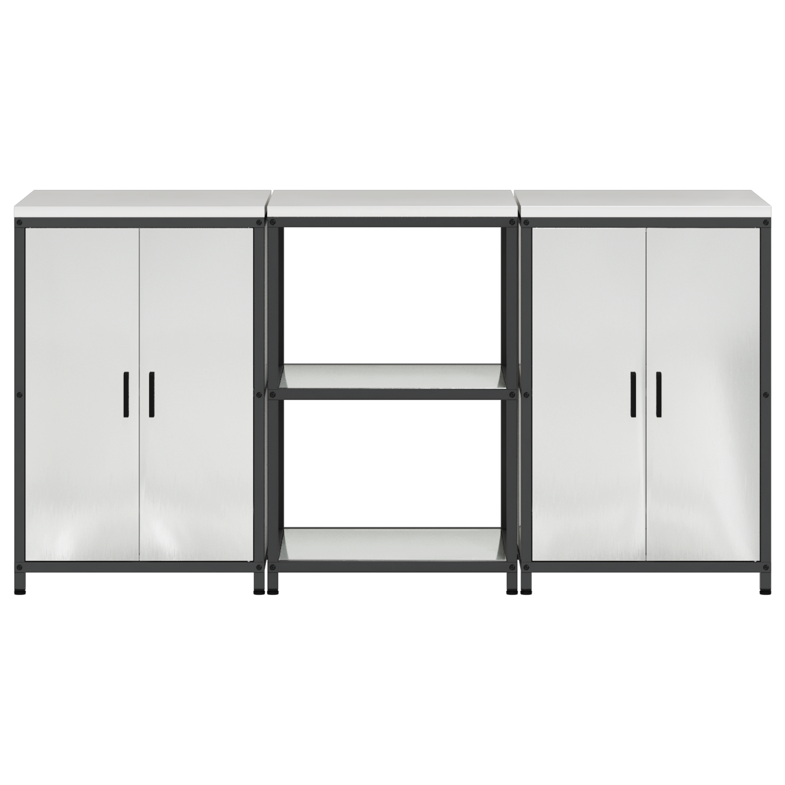 Keukenopslag set met plank met opslag met de deur 3 pcs Zilver 180 x 50 x 92 cm