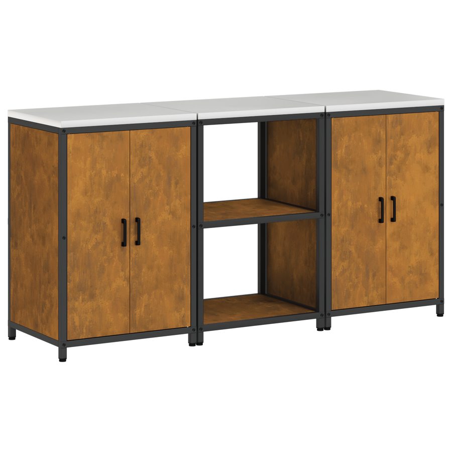Keukenopslag set 3 pcs Roestig 180 x 50 x 92 cm Cortenstaal