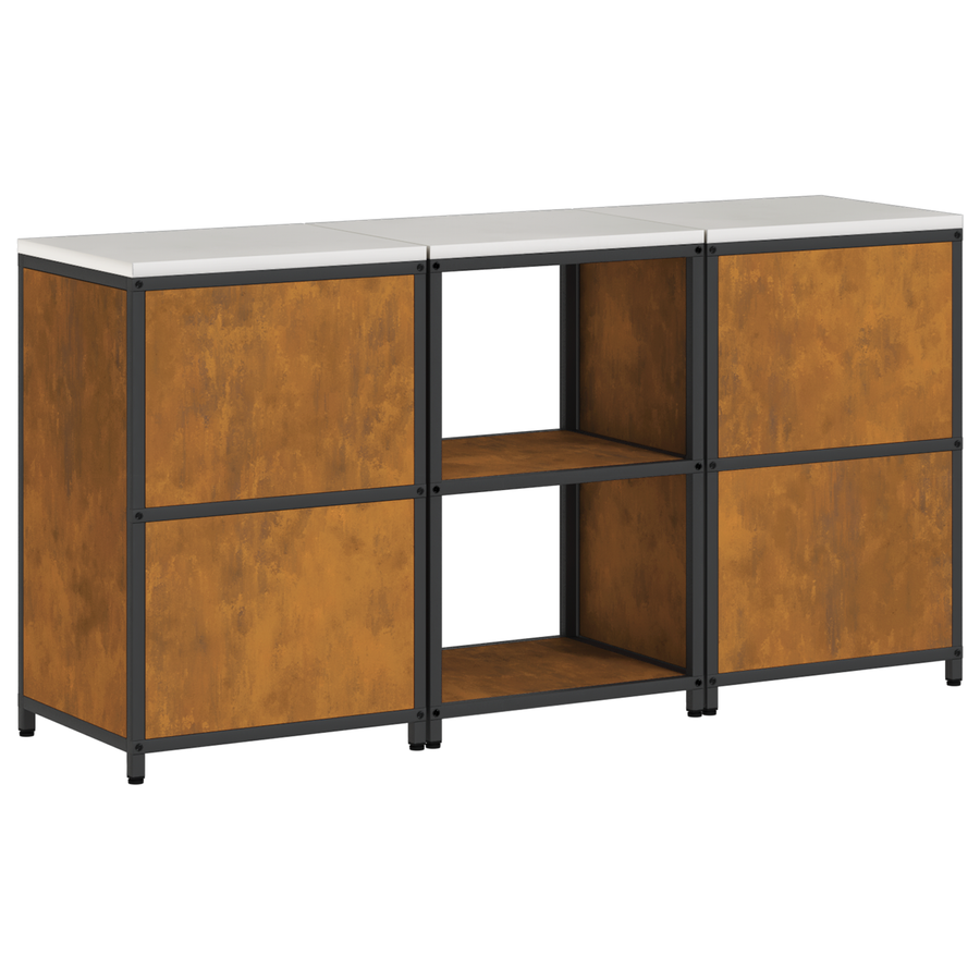 Keukenopslag set 3 pcs Roestig 180 x 50 x 92 cm Cortenstaal