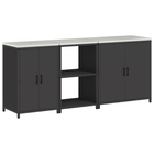 Kitchen storage set with shelf 3 pcs Black Cold-rolled steel