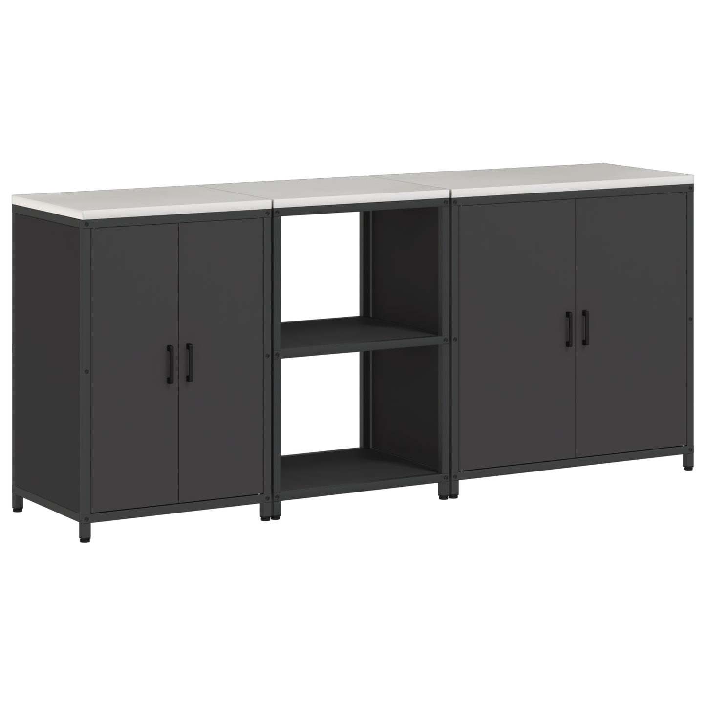 Keuken Opslag Set met plank Anders met opslag met de deur 3 pcs Zwart 210 x 50 x 92 cm